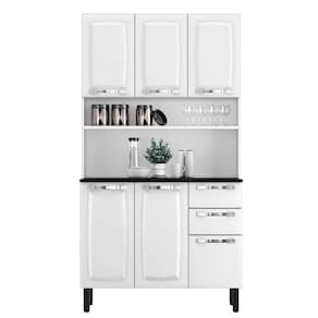 Armário De Cozinha Aço Compacto 105cm 6 Portas 2 Gavetas Itatiaia Pratika Branco
