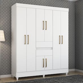 Guarda Roupa Casal 8 Portas Munique Demóbile Branco Branco