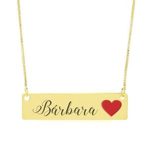 Colar Chapinha Coração Resinado Gravação Personalizada Todos Nomes Banhado Ouro 18K - 999001000