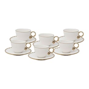 Conjunto 6 Xícaras Chá Porcelana Egg Branco 200Ml- Wolff