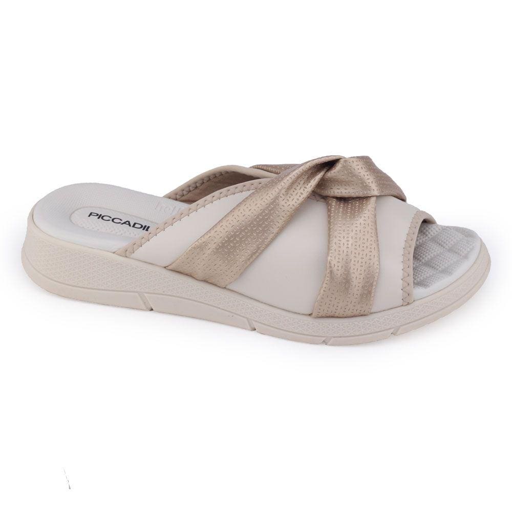 Chinelo Tamanco Piccadilly 571001 Joanete off white dourado