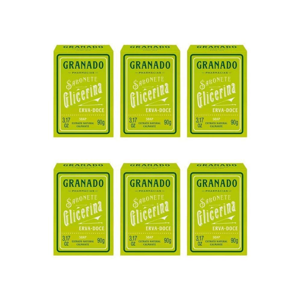 Sabonete Granado 90G Glicerina Erva Doce-Kit C/6Un