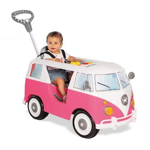 Carrinho infantil com cinto de segurança aro protetor com atividades Kombina a Pedal e com empurrador Rosa
