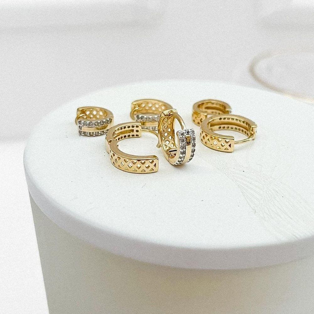Trio Brincos Argolas Cravejada Banhada A Ouro 18k