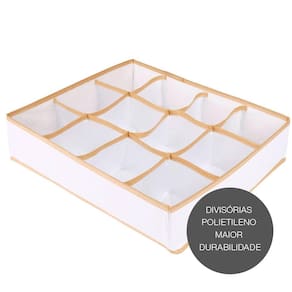 Organizador Para Roupas e Acessórios 12 Divisórias Vizapi Classic 35x43x9cm Branco Bege