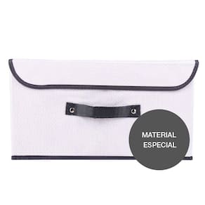 Caixa Organizadora Tecido C/ Tampa Vizapi Un Classic P 30x23x17Cm Branco Cinza