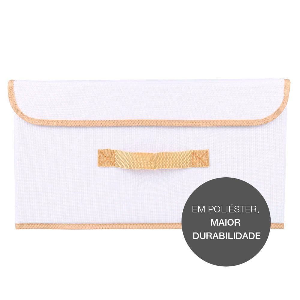 Caixa Organizadora Tecido C/ Tampa Vizapi Un Exclusive M 38x27x20Cm Branco Bege