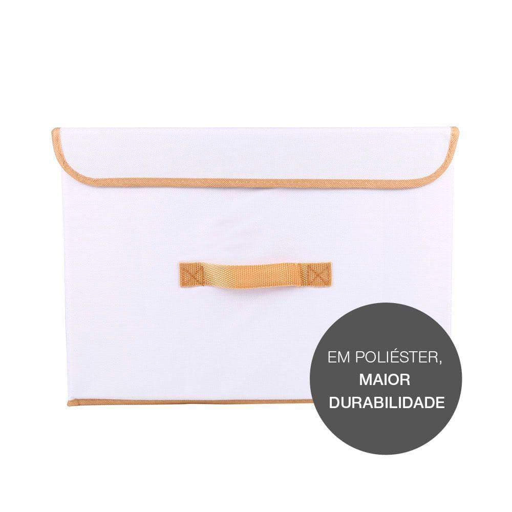 Caixa Organizadora Tecido C/ Tampa Vizapi Un Exclusive P 30x23x17Cm Branco Bege