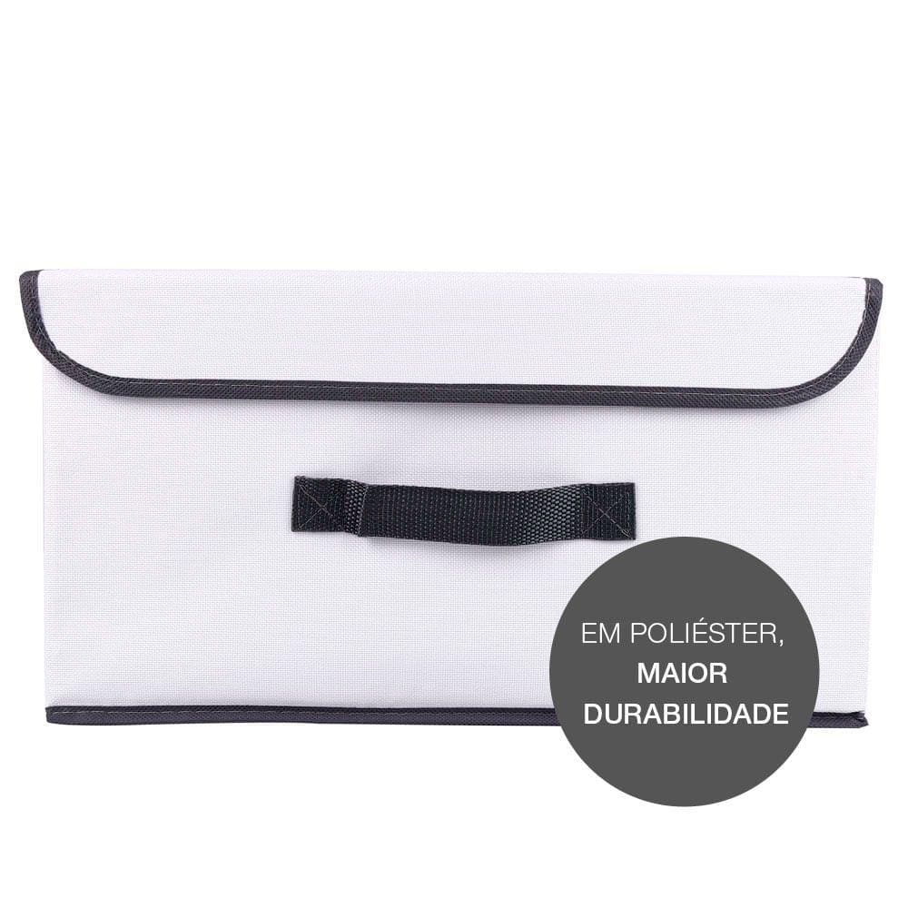 Caixa Organizadora Tecido C/ Tampa Vizapi Un Exclusive M 38x27x20Cm Branco Cinza