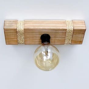 Luminária Lustre Pendente Rústico Retro Madeira 30cm