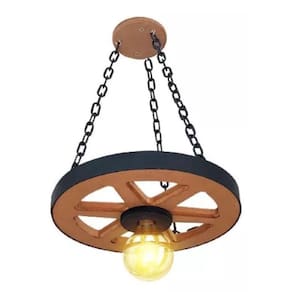 Luminária Roda De Carroça 1 Bocal 35 cm Diâmetro 110/220 V