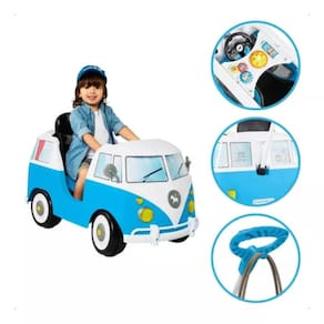 Carrinho de bebê com empurrador e cinto de segurança Kombina Azul Calesita