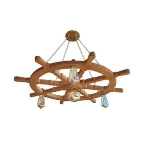 Lustre Luminária Pendente 85cm Leme De Navio Rústico 4B