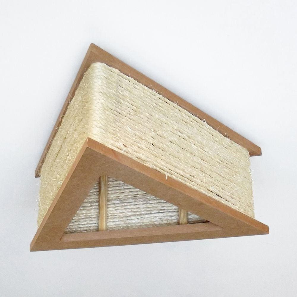 Luminária Lustre Pendente Rústico Retro Madeira Sisal 45cm