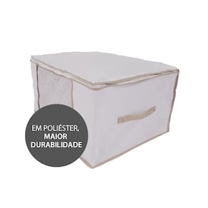 Organizador Para Roupas de Cama Mesa e Banho G Vizapi Exclusive 60x45x30cm Branco Bege