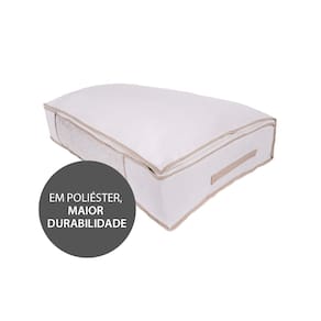 Organizador Para Travesseiros Roupas de Cama e Banho GG Vizapi Exclusive 85x45x15cm Branco Bege