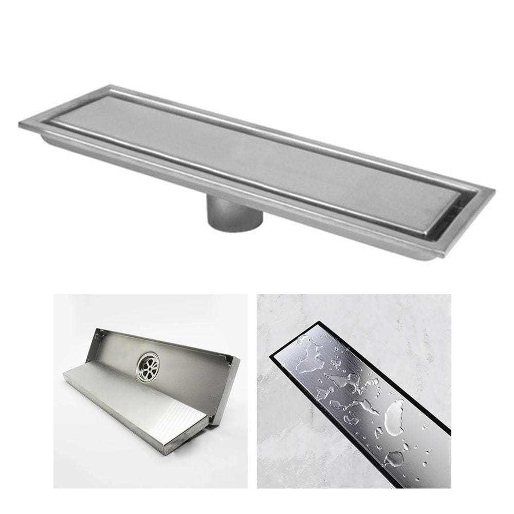 Ralo Linear Oculto Inox 40cm Banheiro Lavabo Anti Odor Anti Inseto Invisivel Resistente Seguro