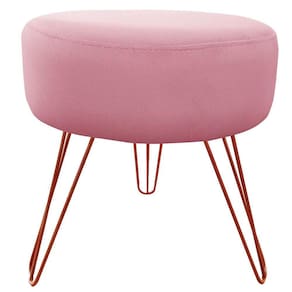 Puff Decorativos Sala Quarto Tunísia Veludo Rose Base Bronze - Shop das Cabeceiras