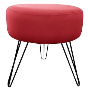 Puff Decorativos Sala Quarto Tunísia Veludo Vermelho Base Preta - Shop das Cabeceiras