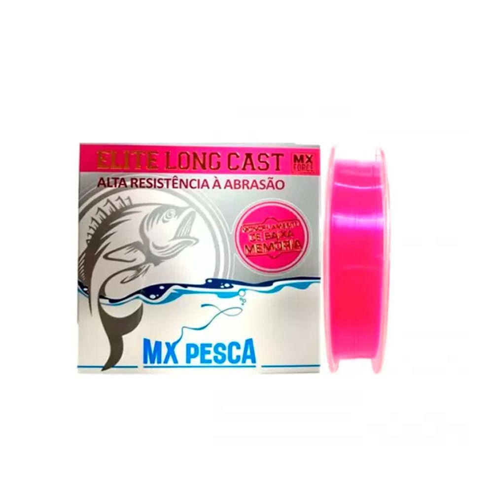 Linha MX Pesca MX Elite Long Cast 300m Monofilamento Rosa 0,30 11,42kg