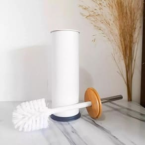 Escova Vaso Sanitário Tampa De Bambu - Branco