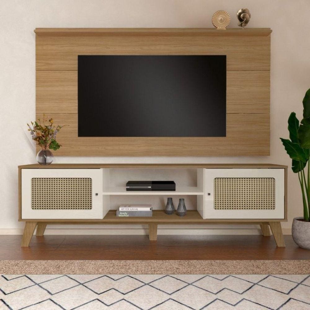 Rack com Painel para Tv até 60 Pol Universal Memphis Carvalho/Off White
