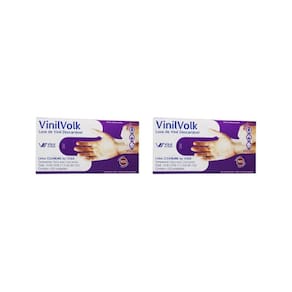 Luvas Vinil Volk Com 100Un Grande Com Amido - Kit C/2Un
