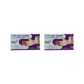 Luvas Vinil Volk Com 100Un Grande Sem Amido - Kit C/2Un