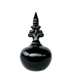 Ornamento escultura grande enfeite bola preto de cerâmica