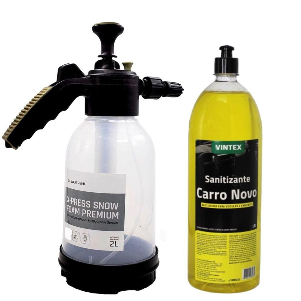 Pulverizador X-Press Snow Foam 2 Litros Waxtreme + Sanitizante Carro Novo 1,5L Vonixx