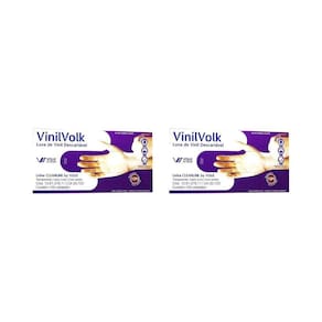 Luvas Vinil Volk Com 100Un Pequena Com Amido - Kit C/2Un