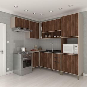 Cozinha Modulada Completa 6 Peças Com Balcões E Aéreos S Pia Stylo Luciane Móveis Cinammon-escarlate