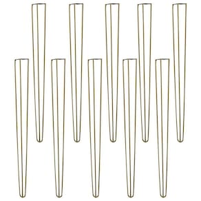Kit 10 Pés De Metal 90 Cm Aparador E Mesa De Canto Dourado