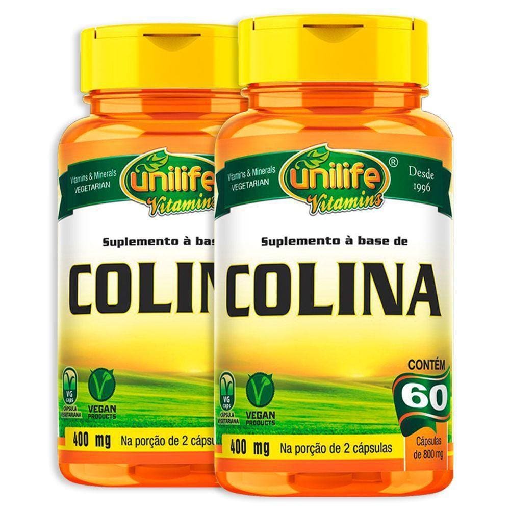 Kit 2 Colina Vitamina B8 Unilife 60 Cápsulas