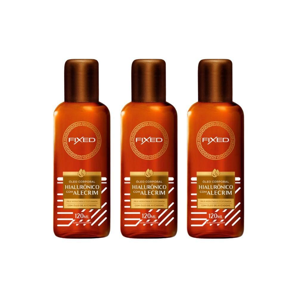 Oleo Fixed Corporal Hialuronico Com Alecrim 120ml-Kit C/ 3un