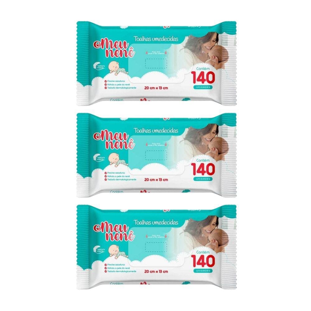Toalha Umedecida Meu Nene Com 140un - Kit C/ 3un