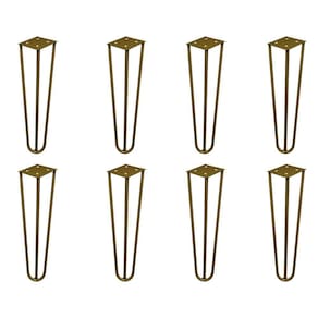 Kit 8 Pés De Metal 25 Cm Hairpin Legs Rack Puffs Dourado