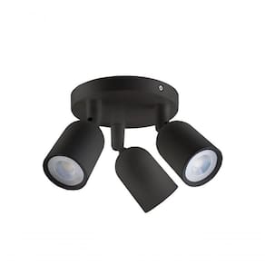 Spot De Led Direct Triplo Mr16 Circular 12w Preto Taschibra 3000k Luz Quente