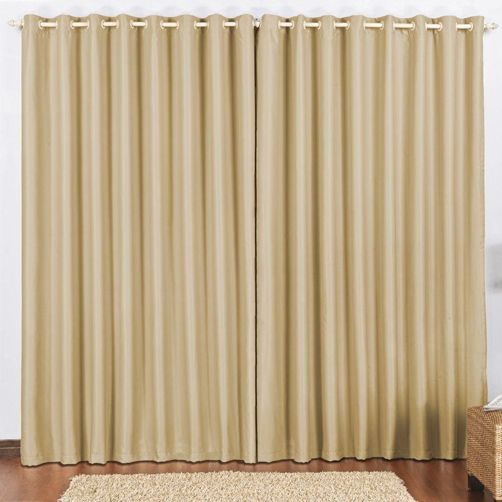 Cortina 4 Mts Sala Quarto Escritório Blackout Para Trilho Comum - Avelã