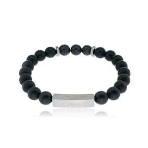 Bracelete Aço Shambala Onix Fosca E Trabalhado Craquelado