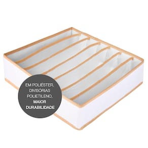 Organizador De Gaveta Calcinha Cueca Sutiã Meia  Vizapi Un Exclusive 7 Divisórias 33x31 Cm Branco Bege