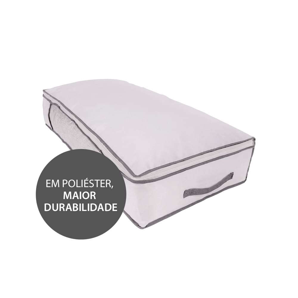 Organizador Para Travesseiros Roupas de Cama e Banho GG Vizapi Exclusive 85x45x15cm Branco Cinza