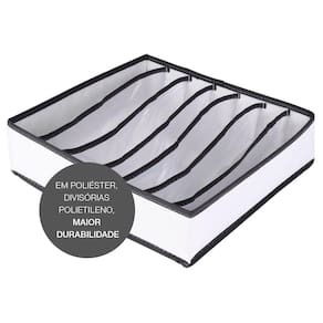 Organizador De Gaveta Calcinha Cueca Sutiã Meia Vizapi Un Exclusive 7 Divisórias 33x31 Cm Branco Cinza