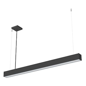 Lustre Pendente Taschibra Vetor Linear Led 35w Bivolt Preta 6500k Luz Fria
