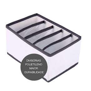 Organizador Para Roupas e Acessórios 5 Divisórias Vizapi Classic 20x13x10cm Branco Cinza