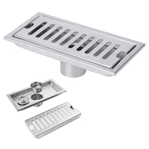 Ralo Linear Aço Inox 20cm Banheiro Lavabo Anti Odor Anti Inseto Piscina Quintal Area Externa
