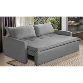 Sofá Sem Caixa Retrátil e Reclinável 2,00m com Molas Luzia Suede Cinza Madelina Decor