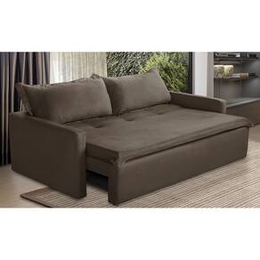 Sofá Sem Caixa Retrátil e Reclinável 1,65m com Molas Luzia Suede Marrom Madelina Decor