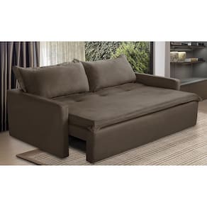 Sofá Sem Caixa Retrátil e Reclinável 1,85m com Molas Luzia Suede Marrom Madelina Decor