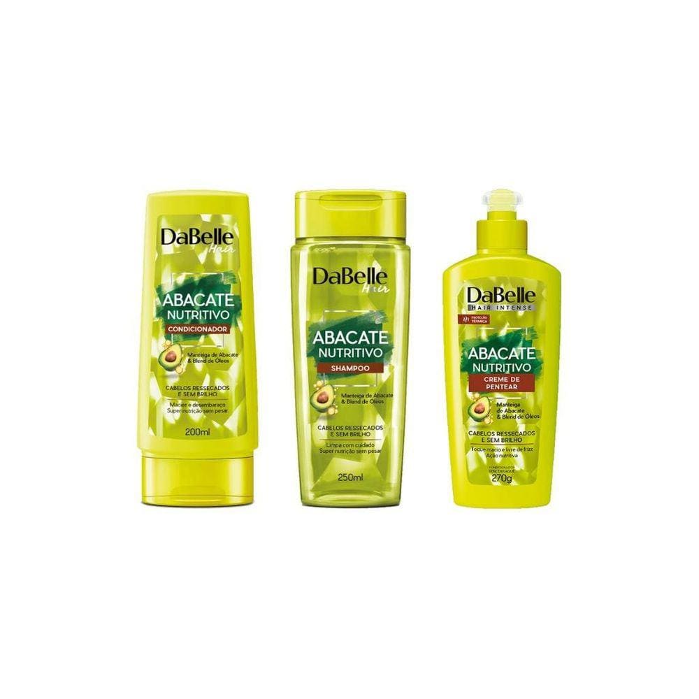 Kit Dabelle Abacate Nutritivo Shampoo+Cond+Creme Pentear